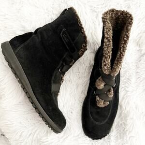 STUART WEITZMAN | Ankle Boots Black Suede Shearling Faux Fur Lug Sole | Size 9